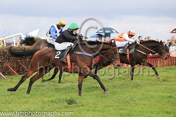 03rd LAND LEAGUE and B O'Neill ( 2 , BLACK; green cap ) Trainer: Colin Bowe,, Owner : Partnership Milestone Racing