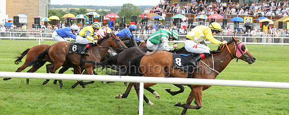 01st Fine Distraction (8 , white, yellow diamonds ) Jockey: C T Keane , Trainer: Liam McAteer