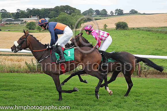 01st Fourknocks and Mr T Reilly ( 2 , pink and white diamonds ) Trainer - J C McConnell , Owner - Rockview Racing Club