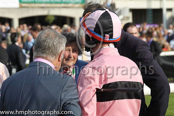 01 Toe The Line and F M Berry - - 01st (9 ,pink, black hoop ) Trainer - J E Keily