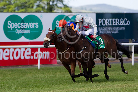 Celtic Dane (Orange Cap),  Jockey C D Haynes wins the Specsavers 2 For 1 Ulster Derby beating Northgate (Grey red star), Jockey P J Smullen -  CU2D0248-e3a4j