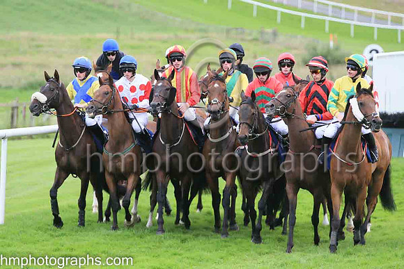 At the start for Race 6 - The Silk Plaster NI Handicap Hurdle at The Family Fun Raceday at Downpatrick Race Course on Wednesday 13th July 2022.