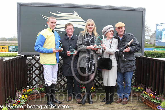Mark Walsh, Colin Bowe - trainer, Miss Maria Kavanagh - owner, Mrs P Sloan - WKD and Harry Kavanagh