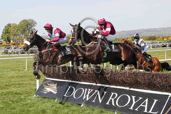 F Newsworthy and D N Russell ( 6 , maroon, light blue chevrons ) Trainer - Mrs D A Love , Owner - R Cavanagh