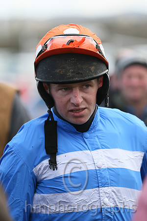 01st BRIDGE END? and N McParlan ( 6 ,Antrim (H)?- BLUE  WHITE HOOPS; blue, plain sleeves; orange cap,white spots ) Trainer: I. R. Ferguson,, Owner : Ferguson Jane  Paul