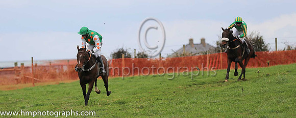 01st TALKISCHEAP and B O'Neill ( 2 , EMERALD GREEN,orange spots; white sleeves,orange spots; emerald green cap ) Trainer: Donnchadh Doyle,, Owner : Syndicate Monbeg