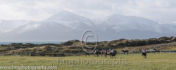 Point to Point at Tyrella in the shadow of the snow covered Mourne Mountains