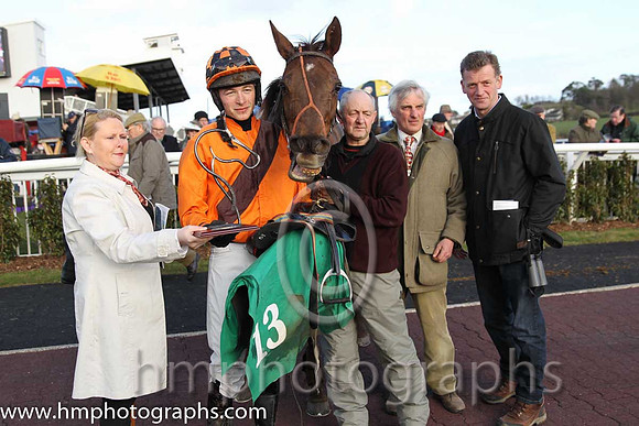 Race 4 1st - Annie Alainn (IRE) (13 ) Jockey: D J Mullins (5) - Trainer: T Mullins - orange, brown sash