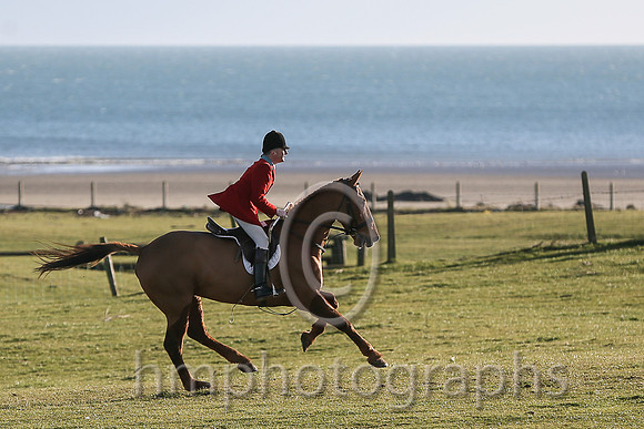 Declan Feeney Huntsmand at East Down Hunt on the way to the start at Tyrella Point to Point