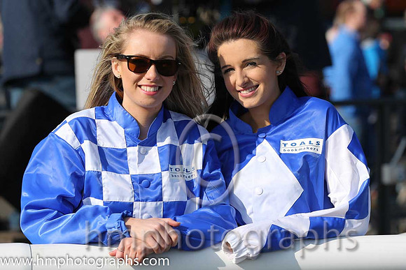 Toals Bookmakers PR girls Sarah O'Donnell and Alice Donaldson