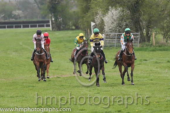 03rd Just One Moment ( 7 ) and M Scallan - Trainer : Shirley Berry - yellow, purple chevrons