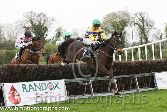03rd Just One Moment ( 7 ) and M Scallan - Trainer : Shirley Berry - yellow, purple chevrons