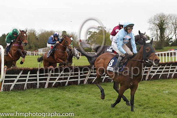 04th Stars Over The Sea (USA) ( 8 , light blue, pink chevrons ) and T. Scudamore - Trainer : David Pipe (in GB) - Owner : R.S.Brookhouse