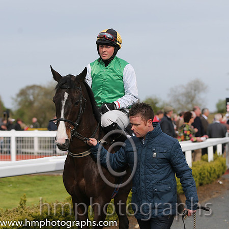 15th Aughavilly Sam ( 21 , green, white sleeves ) and J. Creswell (7) - Trainer : J. Woods - Owner : J. Woods