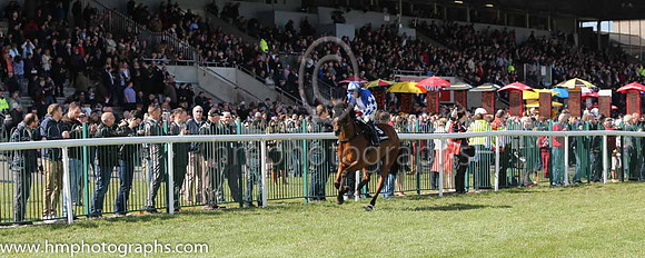06th One Term ( 5 , blue, white stripe ) and J.J. Burke - Trainer : Rebecca Curtis (in GB) - Owner : Miss L. Reid &amp; G. Costelloe