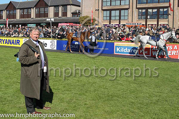Ian Ferguson and Keep On Track (4) in the parade ring at Punchestown