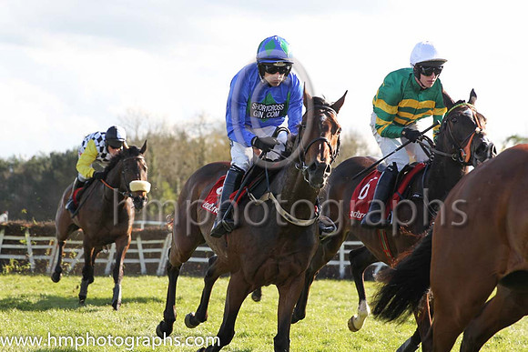 02nd Hurricane Fly ( 3 , blue, three green diamonds ) and R. Walsh - Trainer : W.P. Mullins - Owner : George Creighton/Mrs Rose Boyd and 01st Jezki ( 6 , orange and green hoops ) and M.P. Walsh - Trai