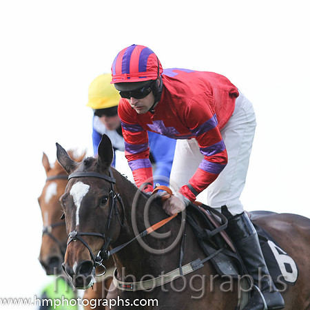 01st Without Wings ( 6 ) and M J O'Hare - Trainer : Liam Lennon - red, purple cross