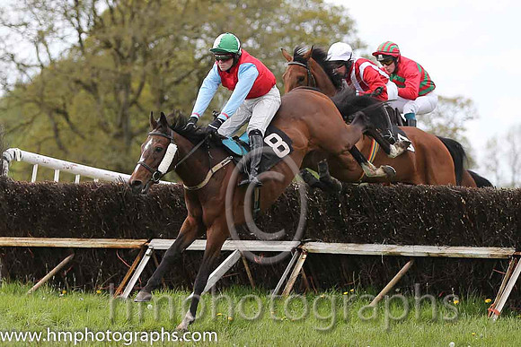 01st Tamacilla ( 8 ) and J Cresswell - Trainer : Brian W Dougan - red, blue sleeves