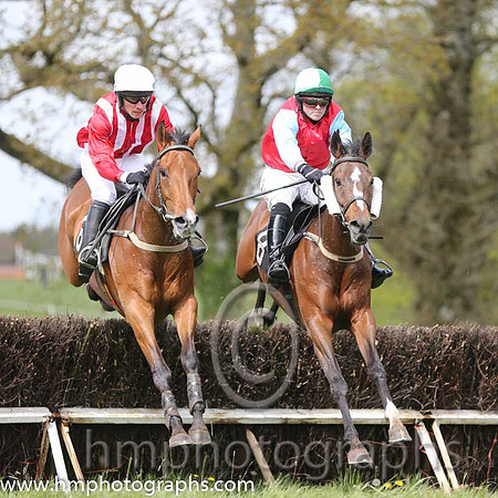 02nd Longtymegone ( 6 ) and McConville - Trainer : Stephen McConville - red and white stripes and 01st Tamacilla ( 8 ) and J Cresswell - Trainer : Brian W Dougan - red, blue sleeves