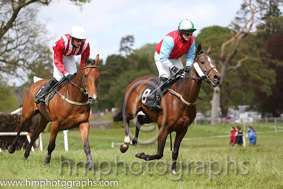 02nd Longtymegone ( 6 ) and McConville - Trainer : Stephen McConville - red and white stripes and 01st Tamacilla ( 8 ) and J Cresswell - Trainer : Brian W Dougan - red, blue sleeves