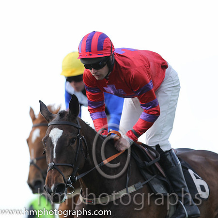 01st Without Wings ( 6 ) and M J O'Hare - Trainer : Liam Lennon - red, purple cross