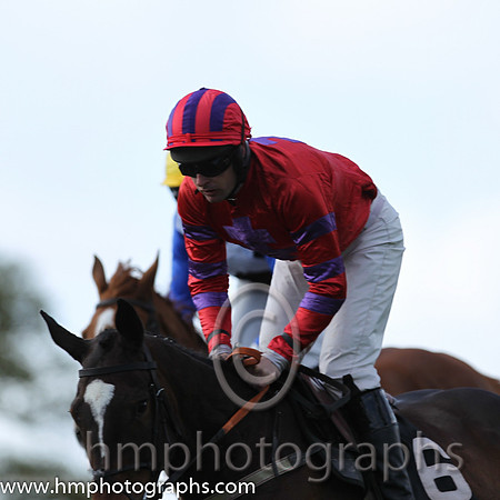 01st Without Wings ( 6 ) and M J O'Hare - Trainer : Liam Lennon - red, purple cross