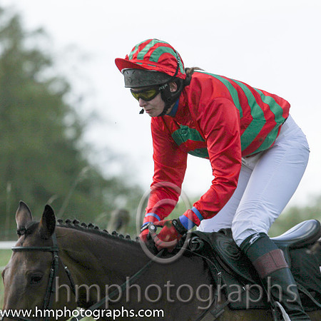 03rd Hillbilly Babe ( 2 ) and Ms S Larkin - Trainer : Nessa Toher - green and red chevrons