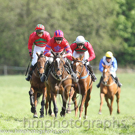 03rd Hillbilly Babe ( 2 ) and Ms S Larkin - Trainer : Nessa Toher - green and red chevrons