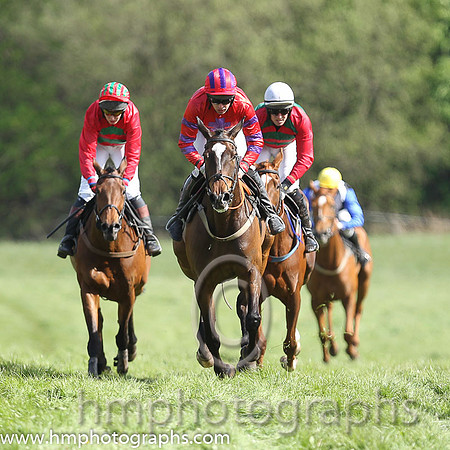 03rd Hillbilly Babe ( 2 ) and Ms S Larkin - Trainer : Nessa Toher - green and red chevrons