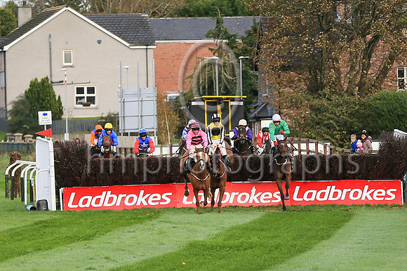 01st Now Where Or When (4 , pink and black hoops ) Jockey: Sam Ewing , Trainer: S R B Crawford