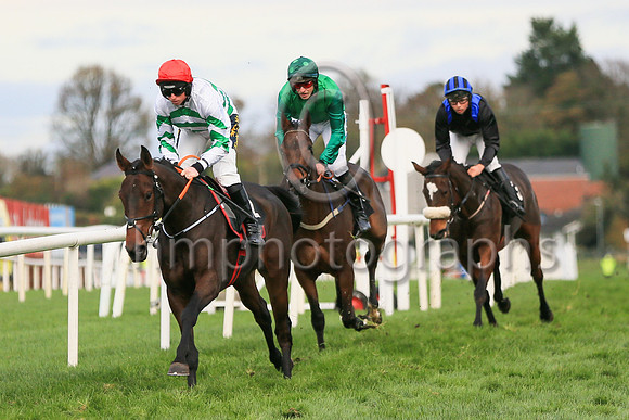 01st Carnfunnock (1 , emerald green and dark green sleeves ) Jockey: Mr B G Crawford(7) , Trainer: S R B Crawford