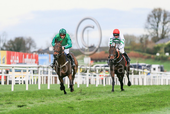 01st Carnfunnock (1 , emerald green and dark green sleeves ) Jockey: Mr B G Crawford(7) , Trainer: S R B Crawford