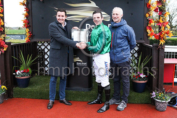 Ian McGahey, Sales Director of Workpal, the Race Sponsor after Carnfunnock trained by Stuart Crawford and ridden by his brother Ben won the Workpal Flat Race on Day 1 of the Ladbrokes Festival of Raci