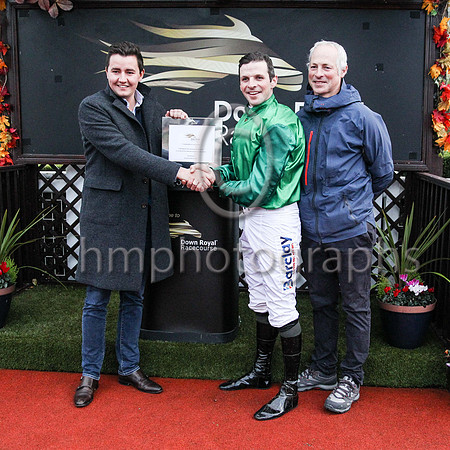 Ian McGahey, Sales Director of Workpal, the Race Sponsor after Carnfunnock trained by Stuart Crawford and ridden by his brother Ben won the Workpal Flat Race on Day 1 of the Ladbrokes Festival of Raci