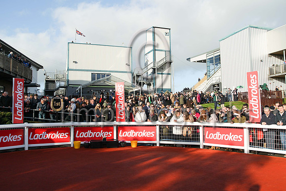 Spectators awaiting the entry of Envoi Allen into the winner's emclosure after winning the Ladbrokes Champions Chase at Down Royal on 5th November 2022