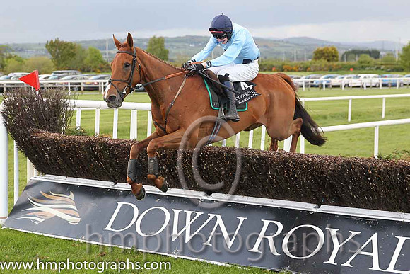 06th Keep On Track ( 4 , light blue, three dark blue spots ) and L.A. McKenna (7) - Trainer : I. R. Ferguson - Owner : W. Porter