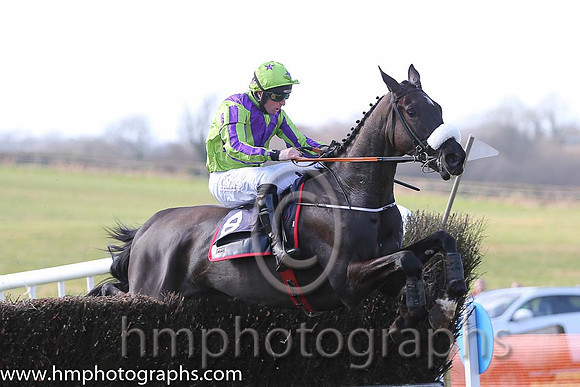 01st Baltazar D'allier ( 8 )  J J Codd - Trainer: Gordon Elliott - light green, purple chevron