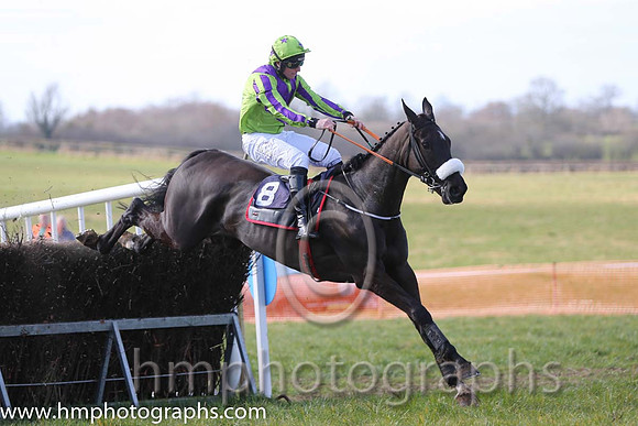 01st Baltazar D'allier ( 8 )  J J Codd - Trainer: Gordon Elliott - light green, purple chevron