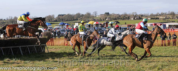 15th PU Frost ( 9 )  Derek O'Connor - Trainer: I R Ferguson - navy and white diamonds