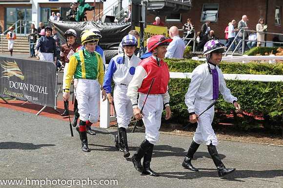 Jockeys enter the parade ring for the Ulster Derby at Down Royal