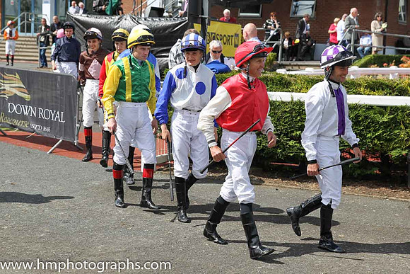 Jockeys enter the parade ring for the Ulster Derby at Down Royal