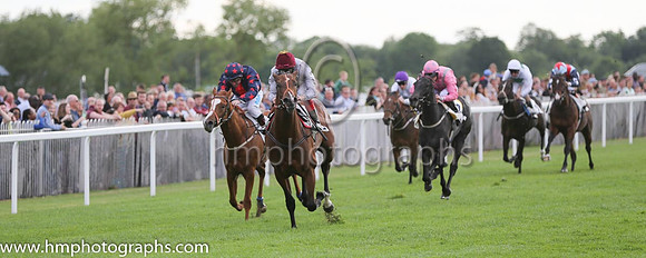 3rd No 8 Stormflower (3) - Jockey: William Carson - Trainer: J J Bridger - Colours: pink, grey braces