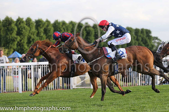 1st No 2 Souville (9) - Jockey: G Baker - Trainer: C F Wall - Colours: blue, white stars
