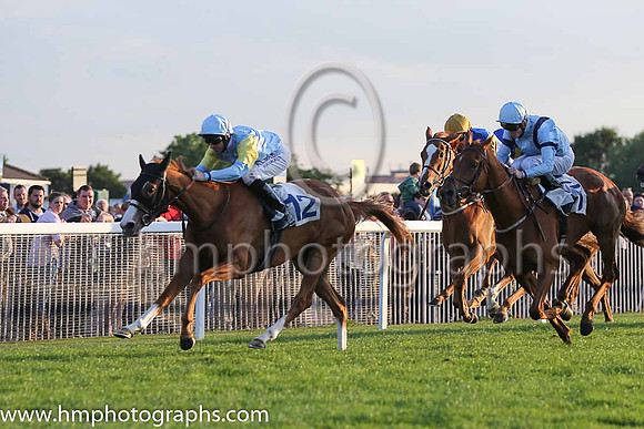 3rd No 12 Syrdarya (4) - Jockey: P J Dobbs - Trainer: R M Beckett - Colours: light blue, yellow shoulders