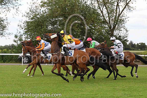2nd No 4 Russian Remarque (2) - Jockey: George Blackwell - Trainer: J G Portman - Colours: light blue, white hoops,orange sleeves