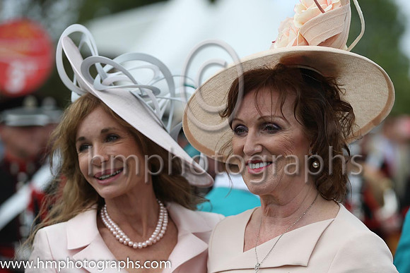 Mary Frances Crosby (daughter of Bing Crosby) and Lady O'Reilly at the Dubai Duty Free Irish Derby at the Curragh