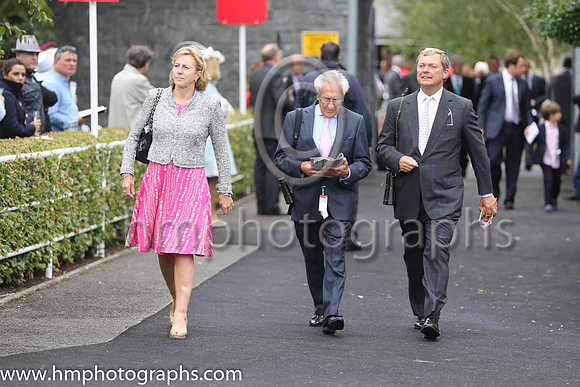 William Haggas and guests at the parade ring at the irish Derby at the Curragh