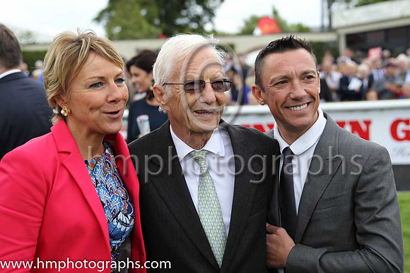 Tracy Piggott daughter of Lester and RTE Commentator, Lester Piggott and Frankie Dettori in the parade ring at the Dubai Duty Free Irish Derby at the Curragh
