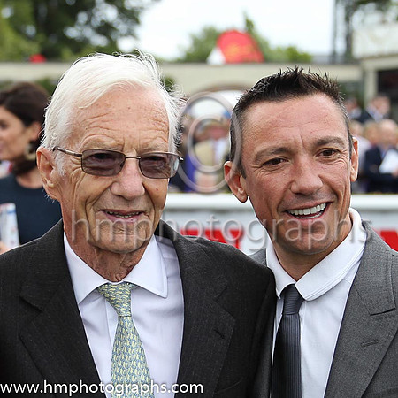 Lester Piggott and Frankie Dettori in the parade ring at the Dubai Duty Free Irish Derby at the Curragh